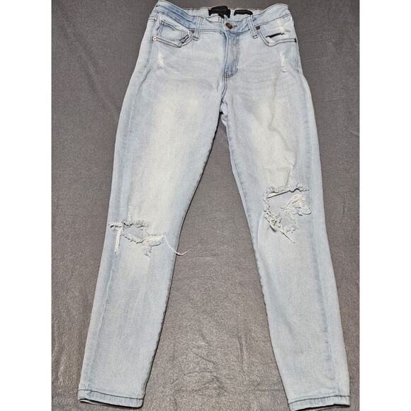 Kendall And Kylie Denim - Kendall + Kylie Womens 5 27 Blue The Ultra Babe Skinny Jeans Light Wash Distress